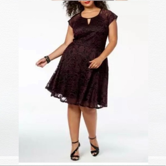 City Studio Dresses & Skirts - CITY STUDIO DARK PURPLE REGLAN LACE SKATER DRESS